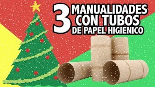 3 ADORNOS NAVIDEÑOS CON ROLLOS DE PAPEL HIGIÉNICO ☞ Manualidades Reciclaje NAVIDAD MUY FACILES [upl. by Retseh706]