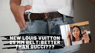 LOUIS VUITTON 25 MM BELT  TRYON SIZING amp COMPARISON TO MY GUCCI BELT [upl. by Eimor]