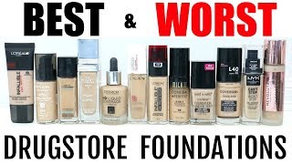 BEST amp WORST Drugstore Foundations Reviews  Best Drugstore Makeup Series 2019 [upl. by Yesdnyl]