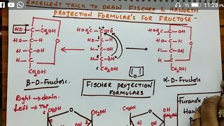 Fischer amp Haworth projection formulas for Fructose Biomolecules class 12 chemistry [upl. by Magee221]