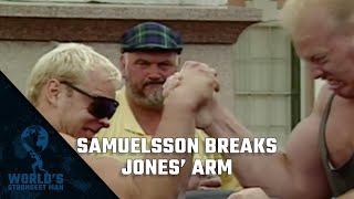 The World’s Strongest Man Classics 1995 Samuelsson breaks Jones’ arm [upl. by Zoldi]