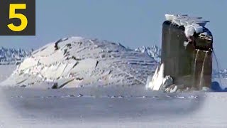 Top 5 Submarine Surfaces Through Ice [upl. by Ardnoet962]