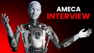 Ameca Robot SHOCKS Audience in Bloomberg Interview [upl. by Elehcir]