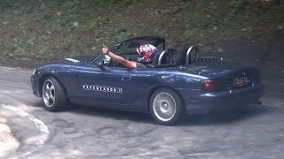 2x CRAZY Mazda MX5 Miata NB Hillclimb Mountain Touge Drift ドリフト 峠 [upl. by Ibloc]