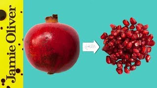 How To DeSeed A Pomegranate  Jamie’s 1 Minute Tips [upl. by Adnylem]