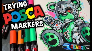 TRYING POSCA PAINT MARKERS for the FIRST TIME [upl. by Eitsim]