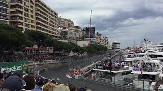 2019 Monaco F1 GP First Lap View from tribune K1 [upl. by Lihp117]