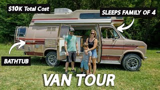 VAN TOUR  80s Retro Camper VAN Tour with Bathroom that sleeps family of 4 and has a BATHTUB [upl. by Giles]