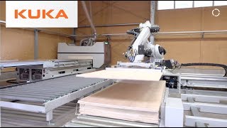 KUKA Robot Acts as a Multifunctional Assistant in the Wood Industry [upl. by Atelahs411]