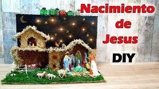 Cómo Hacer un belén o un pesebre y el nacimiento de Jesús Con cartón reciclado [upl. by Ppilihp]