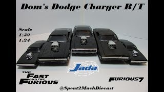 Doms Dodge Charger RT Diecast Comparison Fast amp Furious Jada [upl. by Gwen]