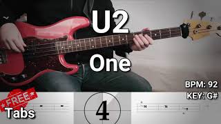 U2  One Bass Cover Tabs [upl. by Hadrian]