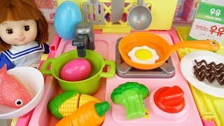 Kitchen cart and Baby Doll toys surprise eggs baby doli play [upl. by Yeoz798]