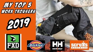 My Top 5 Work Trousers Reviewed in 2019 Includes FXD Dickies Helly Hansen and Scuffs Work Trousers [upl. by Samot]