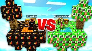 PRESTONPLAYZ vs UNSPEAKABLEGAMING LUCKY BLOCKS  1v1 Minecraft Modded Sky Wars [upl. by Eirrol649]