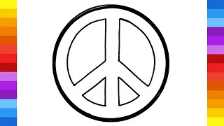 How to draw Peace Symbol Easy Step by Step Marker drawing [upl. by Eeclehc475]