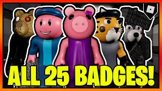 How to get ALL 25 BADGES  JUMPSCARES in PIGGY RP FILM ROLEPLAY  Roblox [upl. by Rosenthal127]