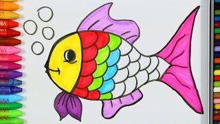 How to draw Fish  Drawing and Coloring for Kids [upl. by Thatch465]