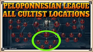 Assassins Creed Odyssey All PELOPONNESIAN LEAGUE Cultist Locations  One Head Down Trophy [upl. by Hosbein343]