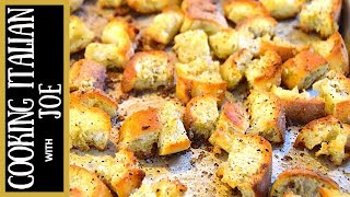 Homemade Garlic Croutons  Cooking Italian with Joe [upl. by Ssitnerp]