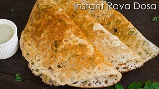 Instant Rava Dosa  Crispy Sooji Dosa  Quick Breakfast Recipe  The Terrace Kitchen [upl. by Hayidah]