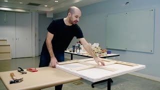 How to stretch a large canvas – with Corey DAugustine  IN THE STUDIO [upl. by Hedgcock]