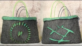 Filzanleitung gefilzte Filztasche  Shopper wet felting [upl. by Nemzzaj]