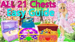 EASY GUIDE ALL 21 Chest Locations In Royale High [upl. by Adnolehs361]