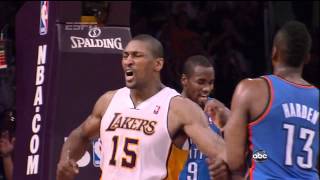 Metta World Peace Assaults James Harden [upl. by Hanej]