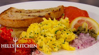 Gordon FURIOUS Over Being Served Sample Scrambled Eggs  Hells Kitchen [upl. by Ralfston731]