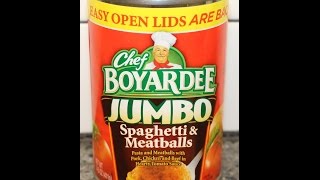 Chef Boyardee Jumbo Spaghetti amp Meatballs Review [upl. by Nnairac34]