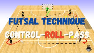 Futsal Technique Training Drill  Control  Roll  Pass [upl. by Griz407]