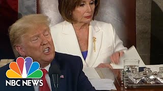 Video Shows Nancy Pelosi Ripping Trumps Speech In Preparation For Tearing It In Half  NBC News [upl. by Launamme]