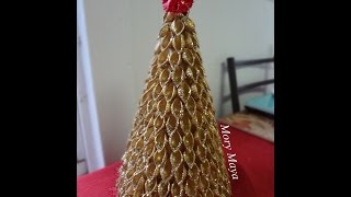 Como hacer un arbol navideño con pasta manualidades DIY [upl. by Bunder]