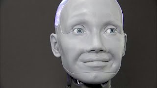 Humanoid robot Ameca wows visitors at CES [upl. by Htebarual]