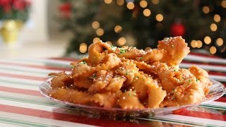 Christmas Italian Ribbon Cookies Recipe Cicerchiata Struffoli Frappe or Cioffe Fried Sweetened Dough [upl. by Nediarb]