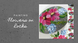 PAINTING FLOWERS ON ROCKS  Rock Painting Tutorial for Beginners  Aressa1  2020 [upl. by Leno]