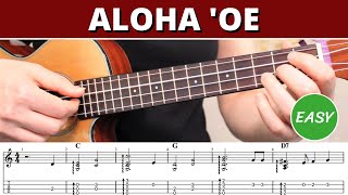 Aloha Oe  EASY Beginner Chord Melody Fingerstyle  Ukulele Tutorial amp Play Along [upl. by Faludi]