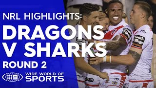 NRL Highlights Cronulla Sharks v St George Illawarra Dragons – Round 2 [upl. by Yi71]