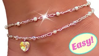 Cute Diy Anklet With Crystals And Beads Easy Jewelry Making [upl. by Golden958]