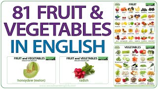 Fruit and Vegetables in English  Learn names of fruit and vegetables  English vocabulary lesson [upl. by Bianchi]