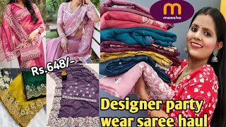 Meesho Trending Saree HaulDesignerPartywearMeesho Saree Haul [upl. by Yro]