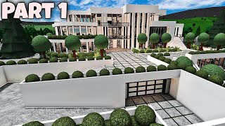 Bloxburg Modern Mega Mansion Speedbuild Part 15 Exterior [upl. by Azilem]