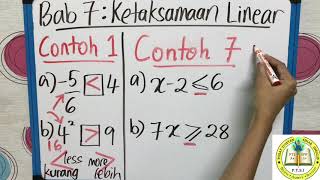 BAB 7 KETAKSAMAAN LINEAR MATEMATIK TINGKATAN 1 [upl. by Maisie]