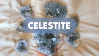 CELESTITE CRYSTAL MEANING amp PROPERTIES ♡ [upl. by Arabel]