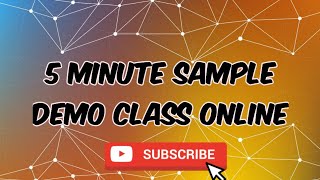 5 Minute Sample Demo Class Online [upl. by Onitnatsnoc]