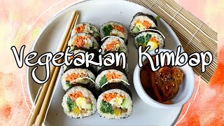 Vegetarian Kimbap  Korean Food Recipe Plantbased Healthy Easy Recipe [upl. by Neibaf242]