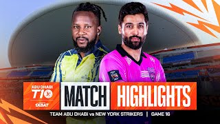 2024 Abu Dhabi T10 I Match 16 Highlights Team Abu Dhabi vs New York Strikers  Season 8 [upl. by Yeoj925]