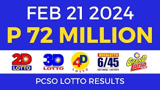 Lotto Result February 21 2024 9pm PCSO [upl. by Tnahsarp962]