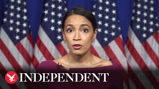 AOC delivers highlyanticipated 90second speech endorsing Sanders at DNC [upl. by Emirak]